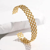 316L Stainless Steel Geometric Cuff Bracelet For Women - 2-Color Bangle