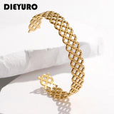 316L Stainless Steel Geometric Cuff Bracelet For Women - 2-Color Bangle