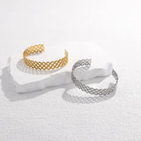 316L Stainless Steel Geometric Cuff Bracelet For Women - 2-Color Bangle
