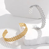 316L Stainless Steel Geometric Cuff Bracelet For Women - 2-Color Bangle