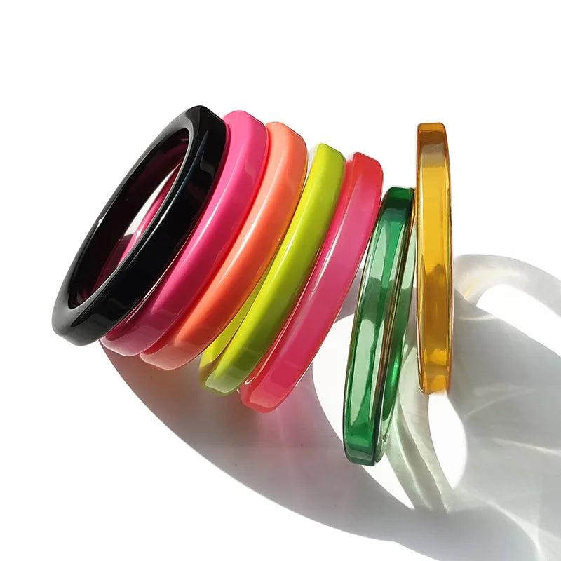 Multicolor Acrylic Resin Bangle Bracelet for Women