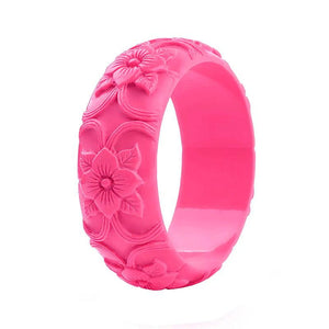 Resin Cuff Engraved Flowers Bracelet for Women