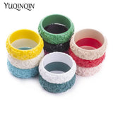 Resin Cuff Engraved Flowers Bracelet for Women