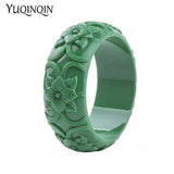 Resin Cuff Engraved Flowers Bracelet for Women