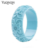 Resin Cuff Engraved Flowers Bracelet for Women