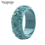 Resin Cuff Engraved Flowers Bracelet for Women