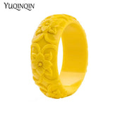 Resin Cuff Engraved Flowers Bracelet for Women