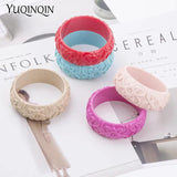 Resin Cuff Engraved Flowers Bracelet for Women
