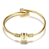 Heart Bangle Initial Charms Bracelet for Women