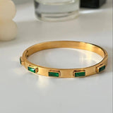 Titanium Steel Zircon Stacked Bracelet Bangle For Women