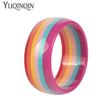 Vintage Resin Cuff Charms Stripe Bracelet Bangles for Women