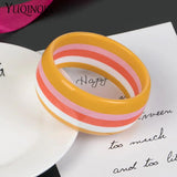 Vintage Resin Cuff Charms Stripe Bracelet Bangles for Women