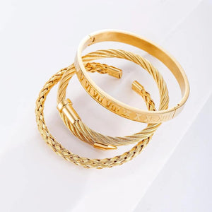 Stainless Steel Cuff Bracelets Rope Chain Link Charm Jewelry