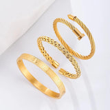 Stainless Steel Cuff Bracelets Rope Chain Link Charm Jewelry