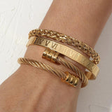 Stainless Steel Cuff Bracelets Rope Chain Link Charm Jewelry