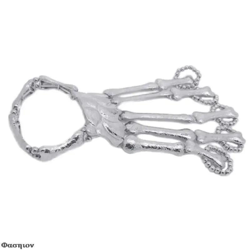 Skull Fingers Metal Skeleton Hand Bracelet With Ring for Women