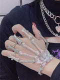 Skull Fingers Metal Skeleton Hand Bracelet With Ring for Women