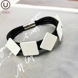Wood Bracelet Women Gothic Bangles Square Wood Jewelry Rubber Jewelry