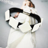 Wood Bracelet Women Gothic Bangles Square Wood Jewelry Rubber Jewelry