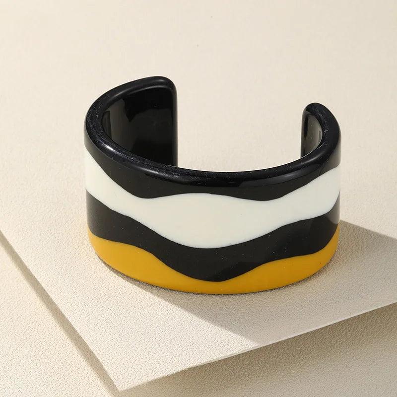 Colorful Resin Cuff Bracelets Wide Bangles for Women