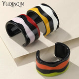 Colorful Resin Cuff Bracelets Wide Bangles for Women