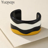 Colorful Resin Cuff Bracelets Wide Bangles for Women