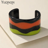 Colorful Resin Cuff Bracelets Wide Bangles for Women