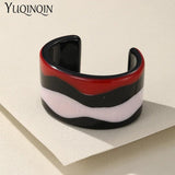 Colorful Resin Cuff Bracelets Wide Bangles for Women