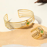 Vintage Stainless Steel Cuff Bracelet and Ring Set