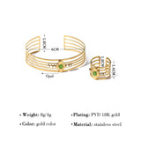 Vintage Stainless Steel Cuff Bracelet and Ring Set