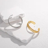 316L Stainless Steel Geometric Hollow Bangle Women Cuff Bracelet 