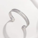 316L Stainless Steel Geometric Hollow Bangle Women Cuff Bracelet 
