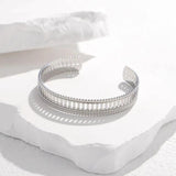 316L Stainless Steel Geometric Hollow Bangle Women Cuff Bracelet 