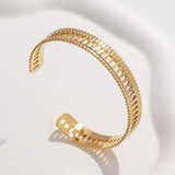 316L Stainless Steel Geometric Hollow Bangle Women Cuff Bracelet 