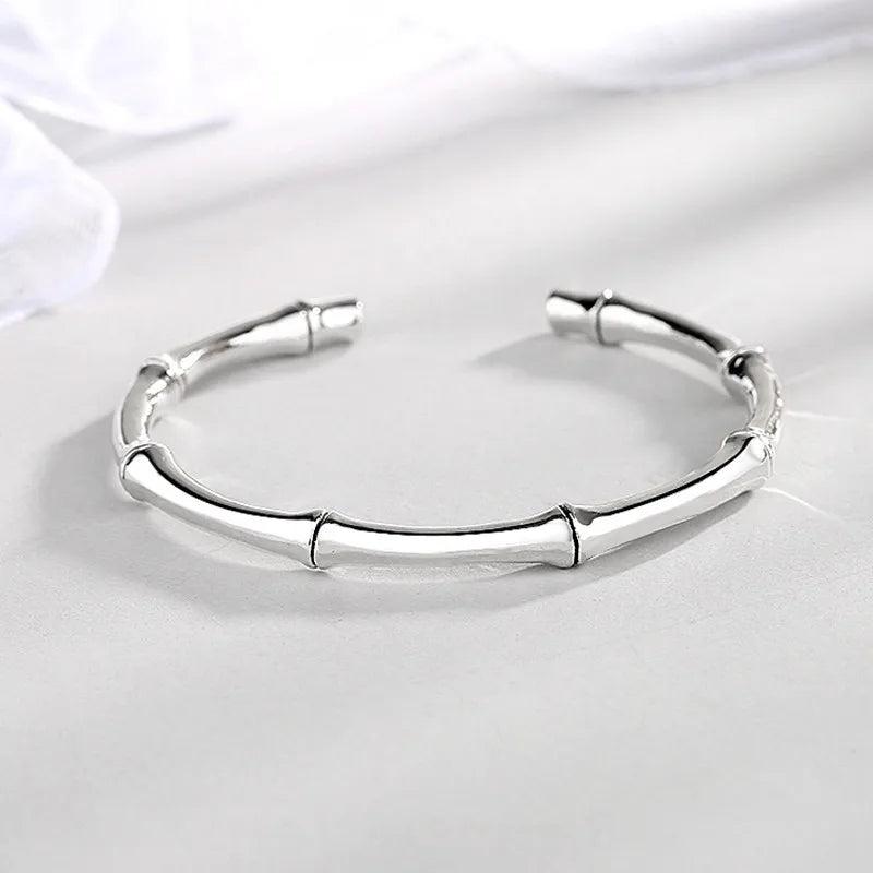 Women's Silver Bracelet Bamboo Knot Classic Opening Temperament Jewelry