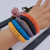 Rubber Leather Bracelets Women Charm Bangles Gothic Jewelry Accessories