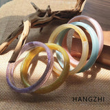 Vintage Tortoiseshell Resin Bracelet Geometric Round Bangle for Women