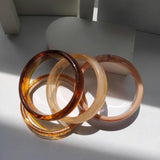 Vintage Tortoiseshell Resin Bracelet Geometric Round Bangle for Women