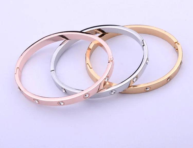 Silver Plated Fine Crystal Cuff Bangles Bracelets for Women