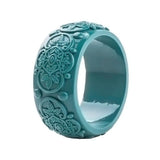Vintage Resin Cuff Engraved Flowers Bracelets Bangles for Women