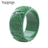 Vintage Resin Cuff Engraved Flowers Bracelets Bangles for Women