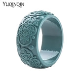 Vintage Resin Cuff Engraved Flowers Bracelets Bangles for Women