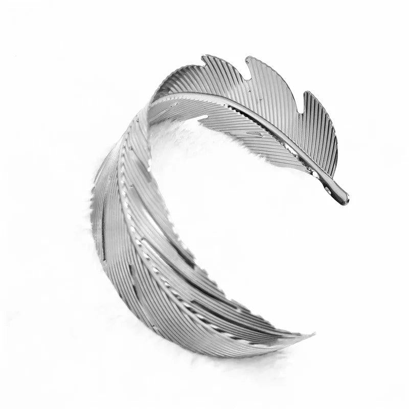 Feather Jewelry Upper Arm Bracelet & Bangle Boho Metal Charm Leaf Shaped Bangle
