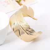 Feather Jewelry Upper Arm Bracelet & Bangle Boho Metal Charm Leaf Shaped Bangle