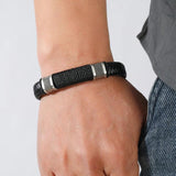 Men Leather Bracelets Stainless Steel Braided Rope Jewelry