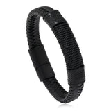 Men Leather Bracelets Stainless Steel Braided Rope Jewelry