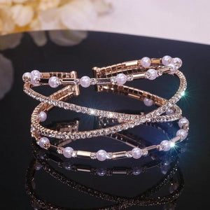 Crystal Bracelet & Bangles Charm Pearl Cuff Wedding Jewelry