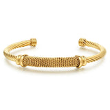 Punk Titanium Steel Cuff Bracelets Bangles Stainless Steel Knitted Bangle