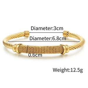 Punk Titanium Steel Cuff Bracelets Bangles Stainless Steel Knitted Bangle