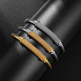 Punk Titanium Steel Cuff Bracelets Bangles Stainless Steel Knitted Bangle